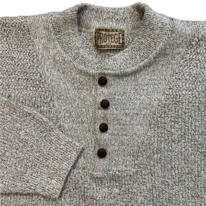 Vintage Protege Men’s Sweater Size‎ Large Buttons Heavyweight Beige Color USA